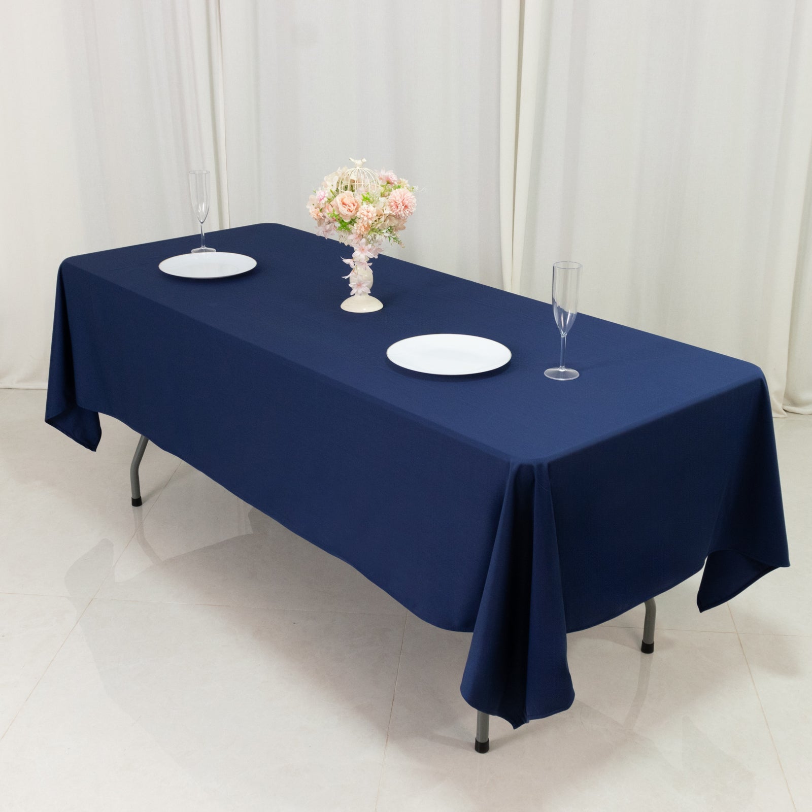 Fire Retardant Scuba Tablecloth â€“ 60"x102" Rectangle Navy Blue, Wrinkle Free, Stain Resistant Polyester Cover - Bell Racket Store