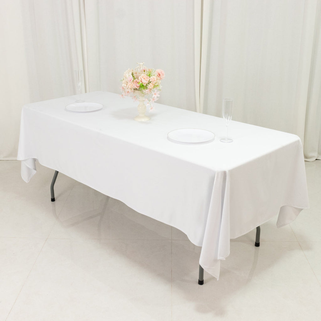Fire Retardant Scuba Tablecloth â€“ 60"x102" Rectangle White, Wrinkle Free, Stain Resistant Polyester Cover - Bell Racket Store