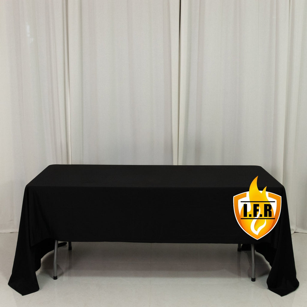 Fire Retardant Scuba Tablecloth â€“ 60"x126" Rectangle Black, Wrinkle Free, Stain Resistant Polyester Cover - Bell Racket Store