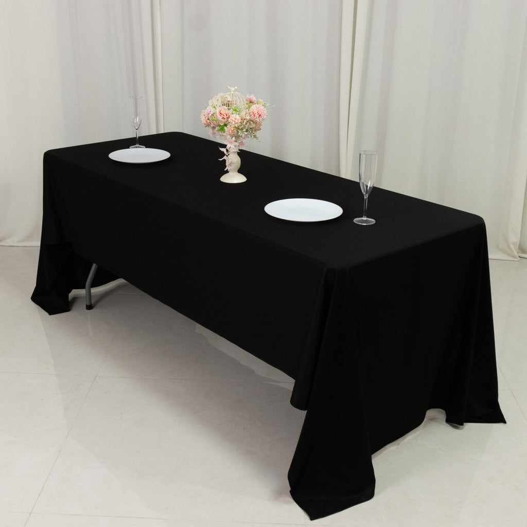 Fire Retardant Scuba Tablecloth â€“ 60"x126" Rectangle Black, Wrinkle Free, Stain Resistant Polyester Cover - Bell Racket Store