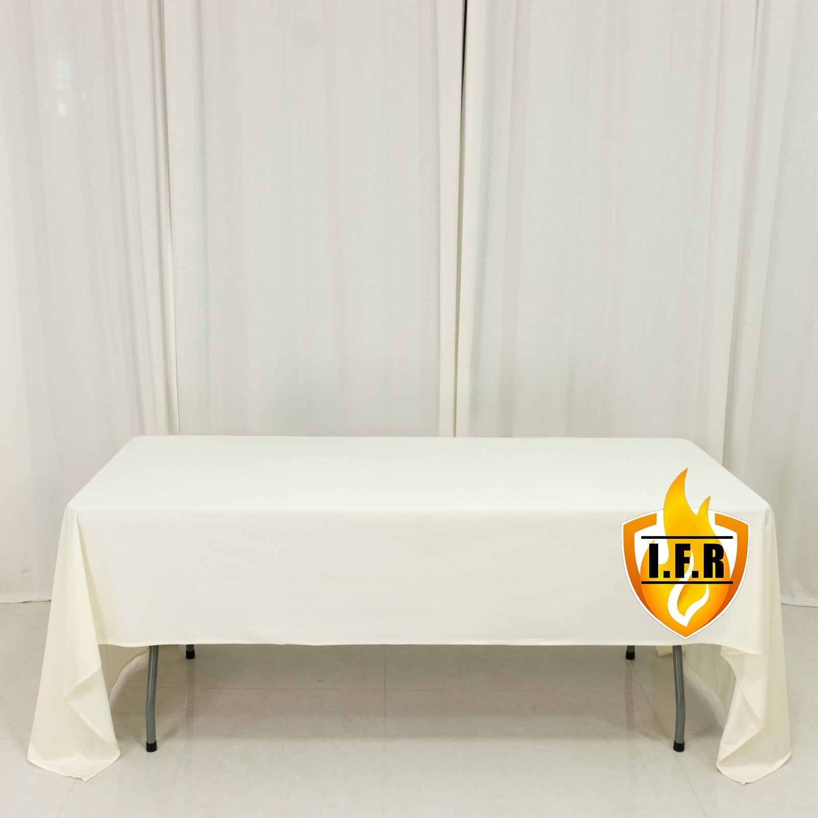 Fire Retardant Scuba Tablecloth â€“ 60"x126" Rectangle Ivory, Wrinkle Free, Stain Resistant Polyester Cover - Bell Racket Store