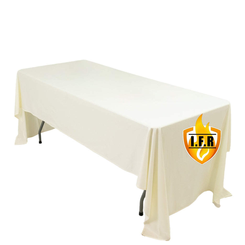 Fire Retardant Scuba Tablecloth â€“ 60"x126" Rectangle Ivory, Wrinkle Free, Stain Resistant Polyester Cover - Bell Racket Store