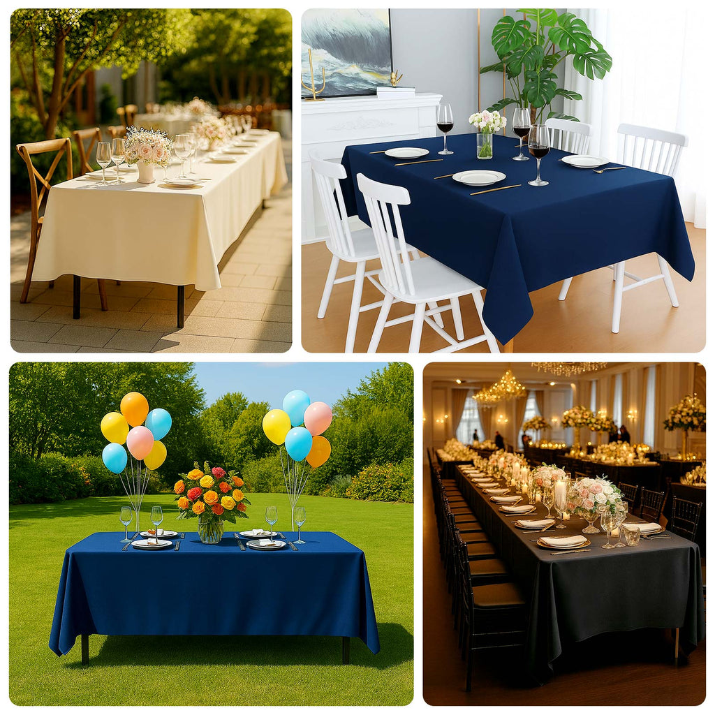 Fire Retardant Scuba Tablecloth â€“ 60"x126" Rectangle Navy Blue, Wrinkle Free, Stain Resistant Polyester Cover - Bell Racket Store