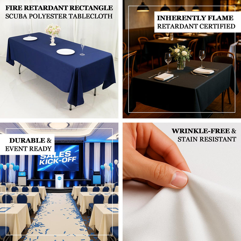Fire Retardant Scuba Tablecloth â€“ 60"x126" Rectangle Navy Blue, Wrinkle Free, Stain Resistant Polyester Cover - Bell Racket Store