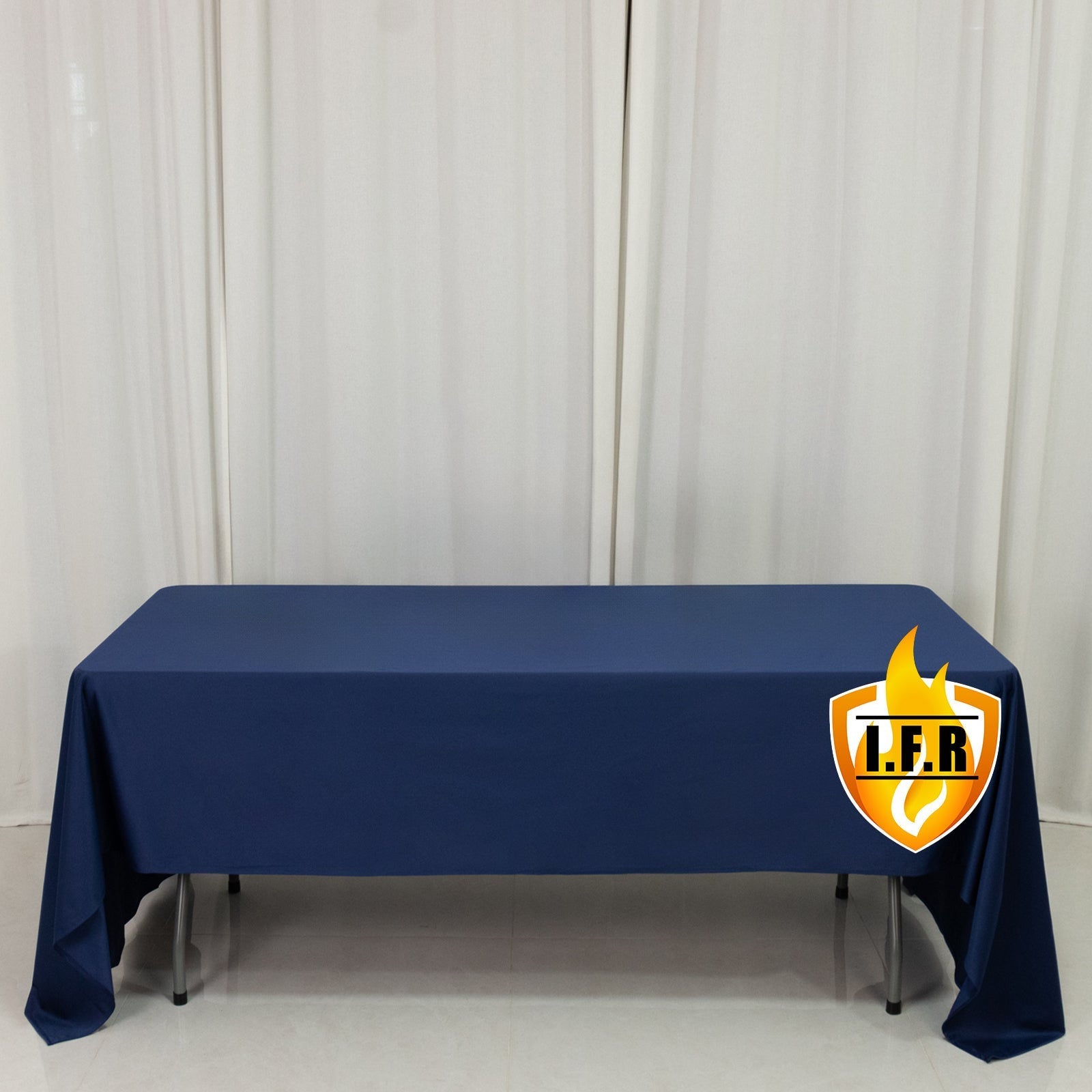Fire Retardant Scuba Tablecloth â€“ 60"x126" Rectangle Navy Blue, Wrinkle Free, Stain Resistant Polyester Cover - Bell Racket Store