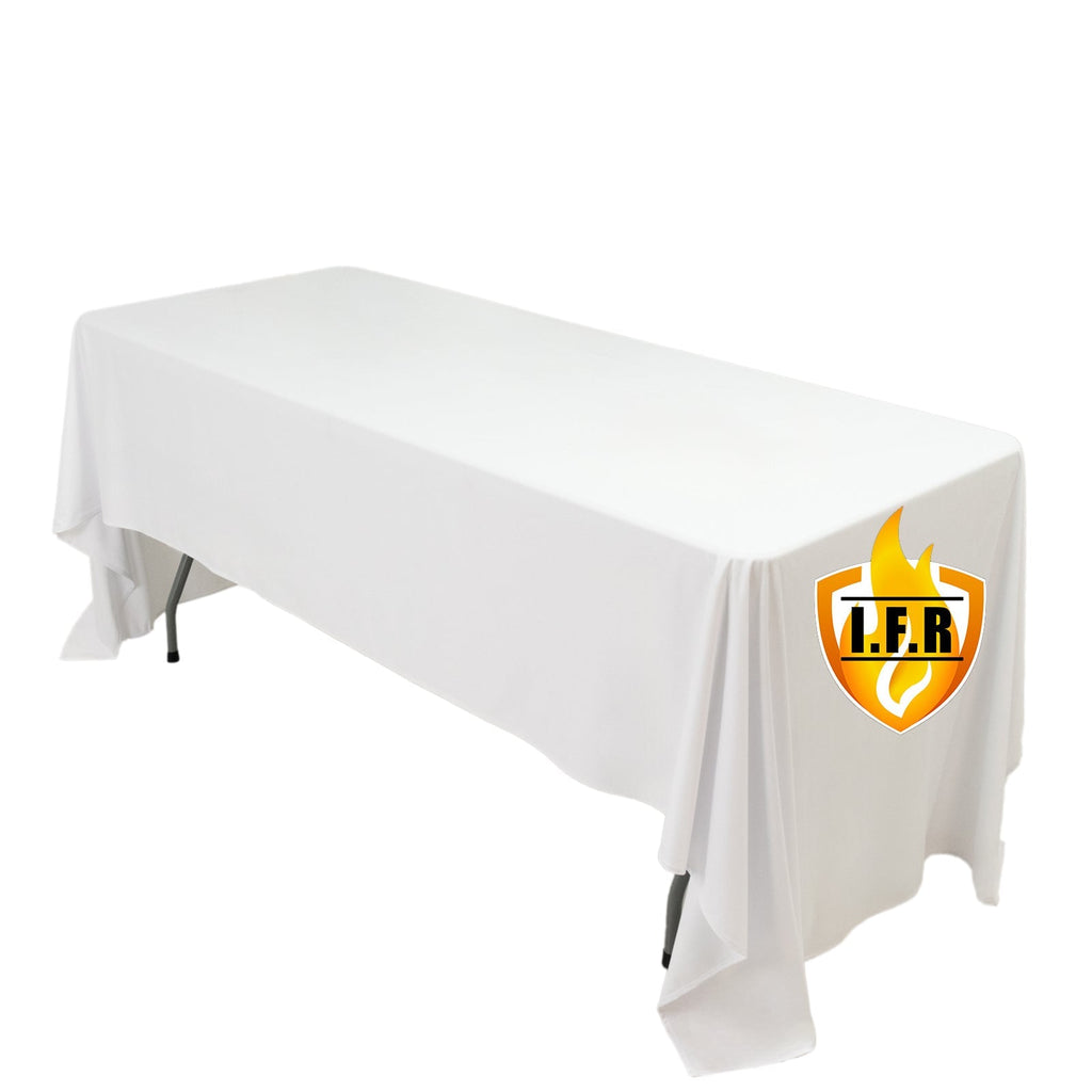Fire Retardant Scuba Tablecloth â€“ 60"x126" Rectangle White, Wrinkle Free, Stain Resistant Polyester Cover - Bell Racket Store