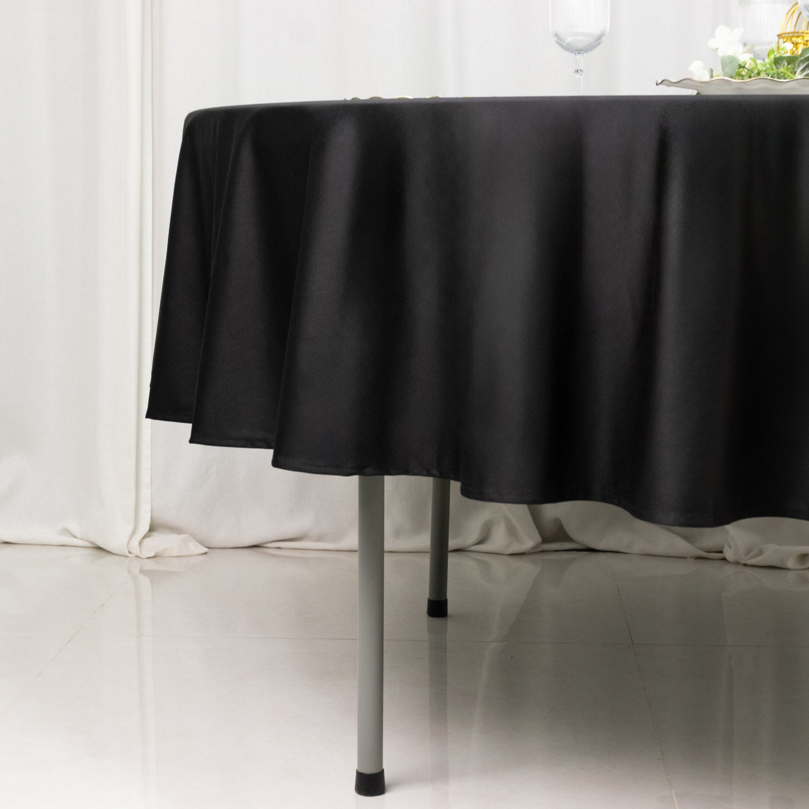 Fire Retardant Scuba Tablecloth â€“ 90" Round Black, Wrinkle Free, Stain Resistant Polyester Cover - Bell Racket Store