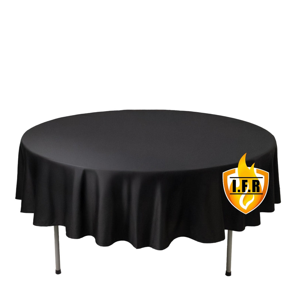 Fire Retardant Scuba Tablecloth â€“ 90" Round Black, Wrinkle Free, Stain Resistant Polyester Cover - Bell Racket Store