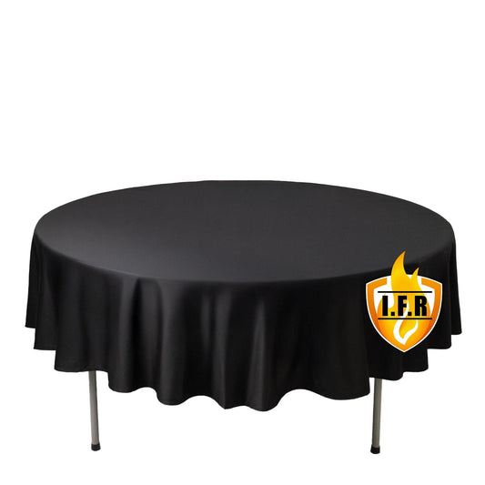Fire Retardant Scuba Tablecloth â€“ 90" Round Black, Wrinkle Free, Stain Resistant Polyester Cover - Bell Racket Store