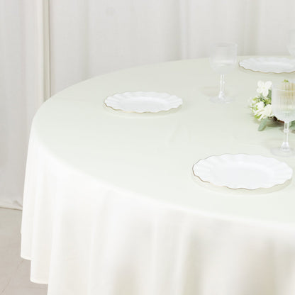 Fire Retardant Scuba Tablecloth â€“ 90" Round Ivory, Wrinkle Free, Stain Resistant Polyester Cover - Bell Racket Store