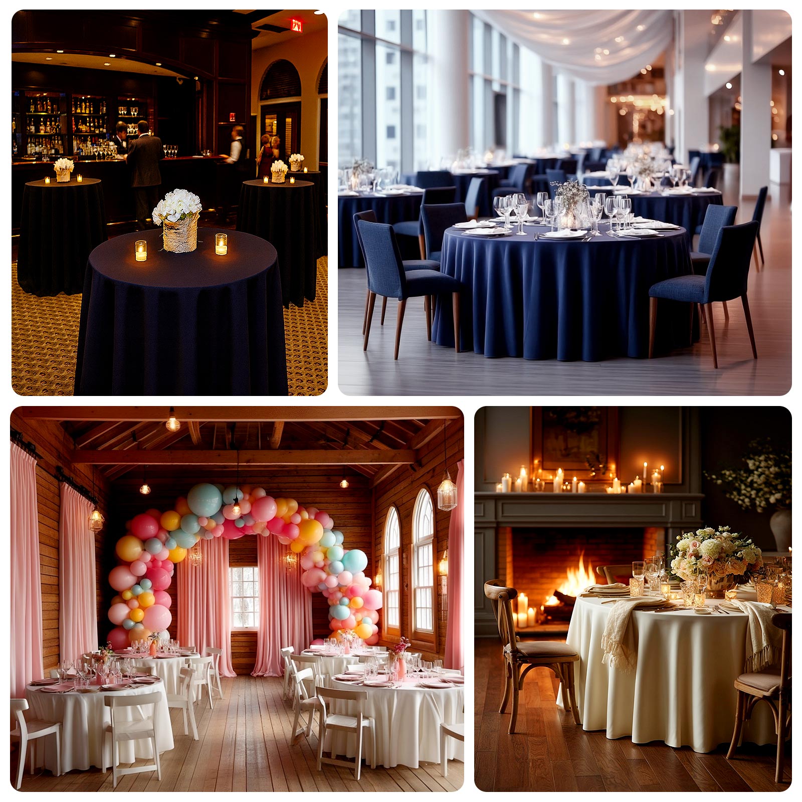 Fire Retardant Scuba Tablecloth â€“ 90" Round Ivory, Wrinkle Free, Stain Resistant Polyester Cover - Bell Racket Store