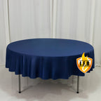 Fire Retardant Scuba Tablecloth â€“ 90" Round Navy Blue, Wrinkle Free, Stain Resistant Polyester Cover - Bell Racket Store