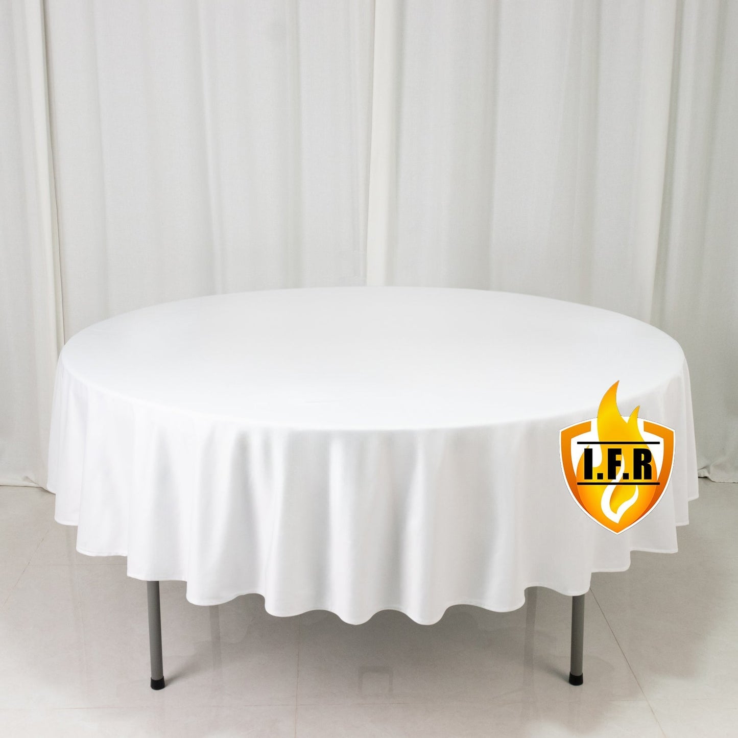 Fire Retardant Scuba Tablecloth â€“ 90" Round White, Wrinkle Free, Stain Resistant Polyester Cover - Bell Racket Store