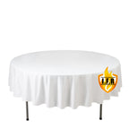 Fire Retardant Scuba Tablecloth â€“ 90" Round White, Wrinkle Free, Stain Resistant Polyester Cover - Bell Racket Store