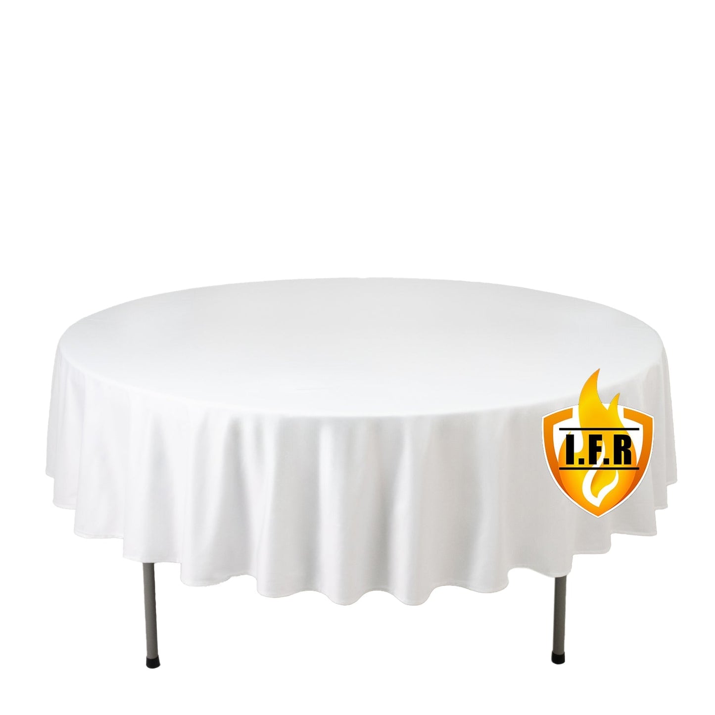 Fire Retardant Scuba Tablecloth â€“ 90" Round White, Wrinkle Free, Stain Resistant Polyester Cover - Bell Racket Store