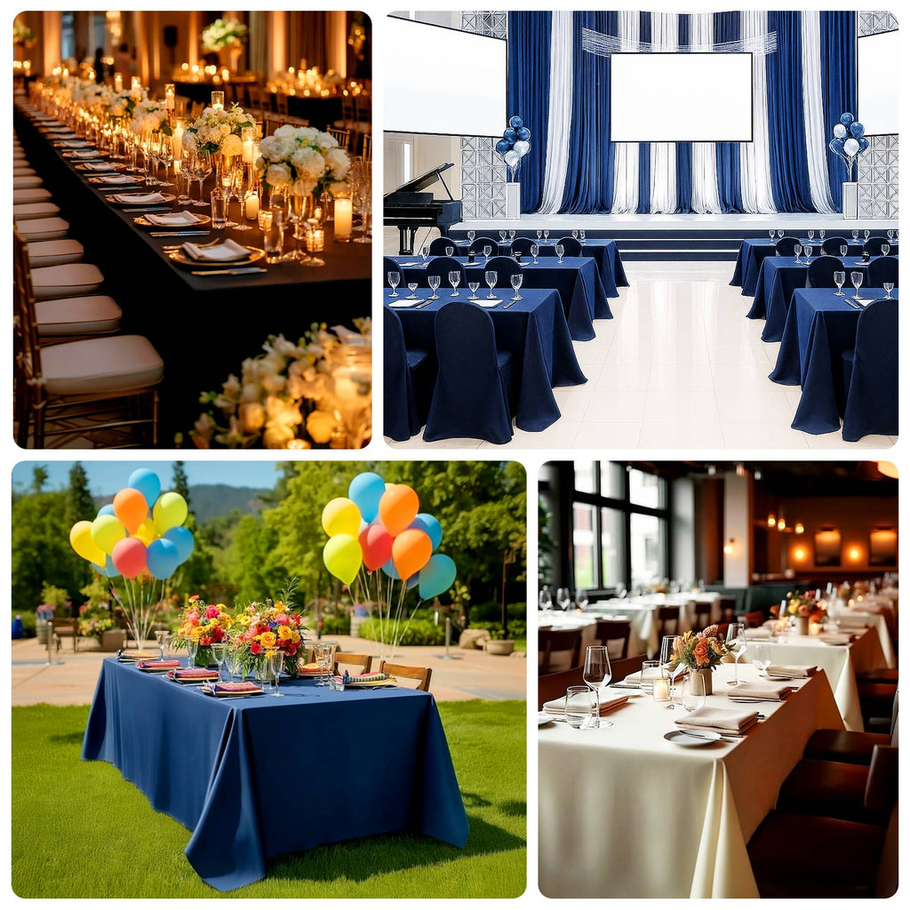 Fire Retardant Scuba Tablecloth â€“ 90"x132" Rectangle Black, Wrinkle Free, Stain Resistant, Seamless Polyester Cover - Bell Racket Store