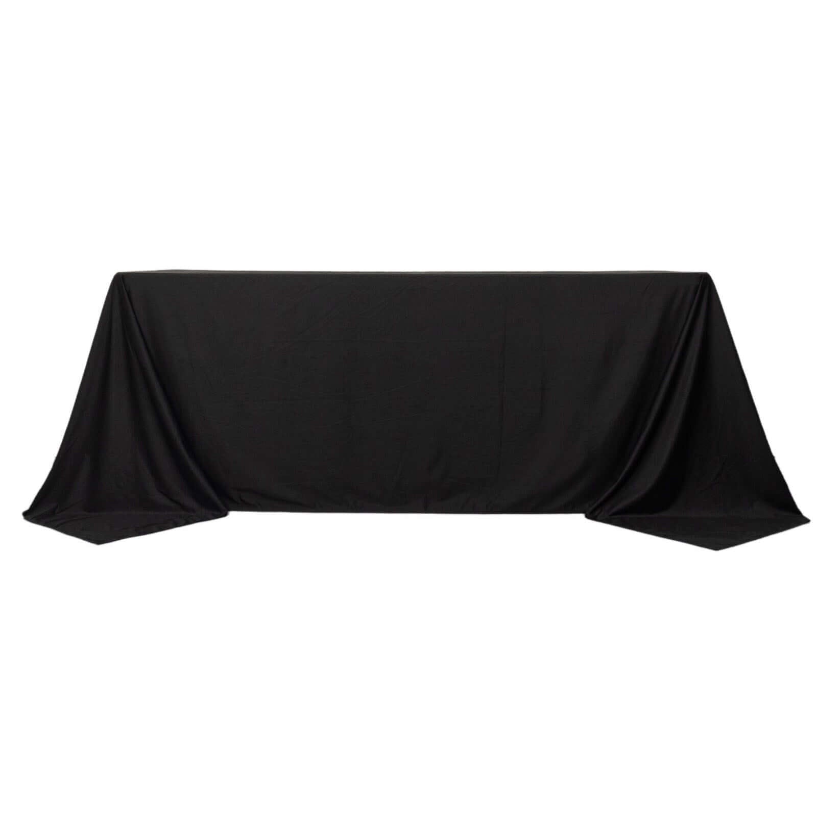 Fire Retardant Scuba Tablecloth â€“ 90"x132" Rectangle Black, Wrinkle Free, Stain Resistant, Seamless Polyester Cover - Bell Racket Store