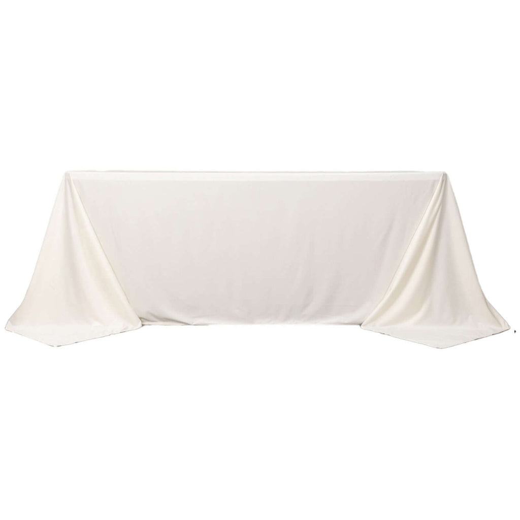 Fire Retardant Scuba Tablecloth â€“ 90"x132" Rectangle Ivory, Wrinkle Free, Stain Resistant, Seamless Polyester Cover - Bell Racket Store