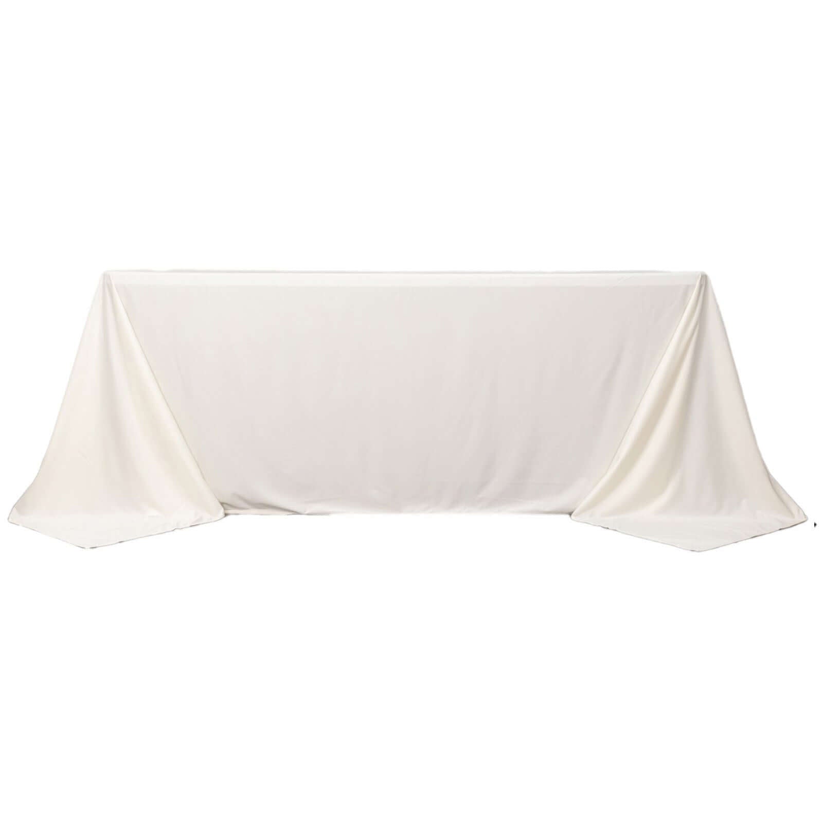 Fire Retardant Scuba Tablecloth â€“ 90"x132" Rectangle Ivory, Wrinkle Free, Stain Resistant, Seamless Polyester Cover - Bell Racket Store