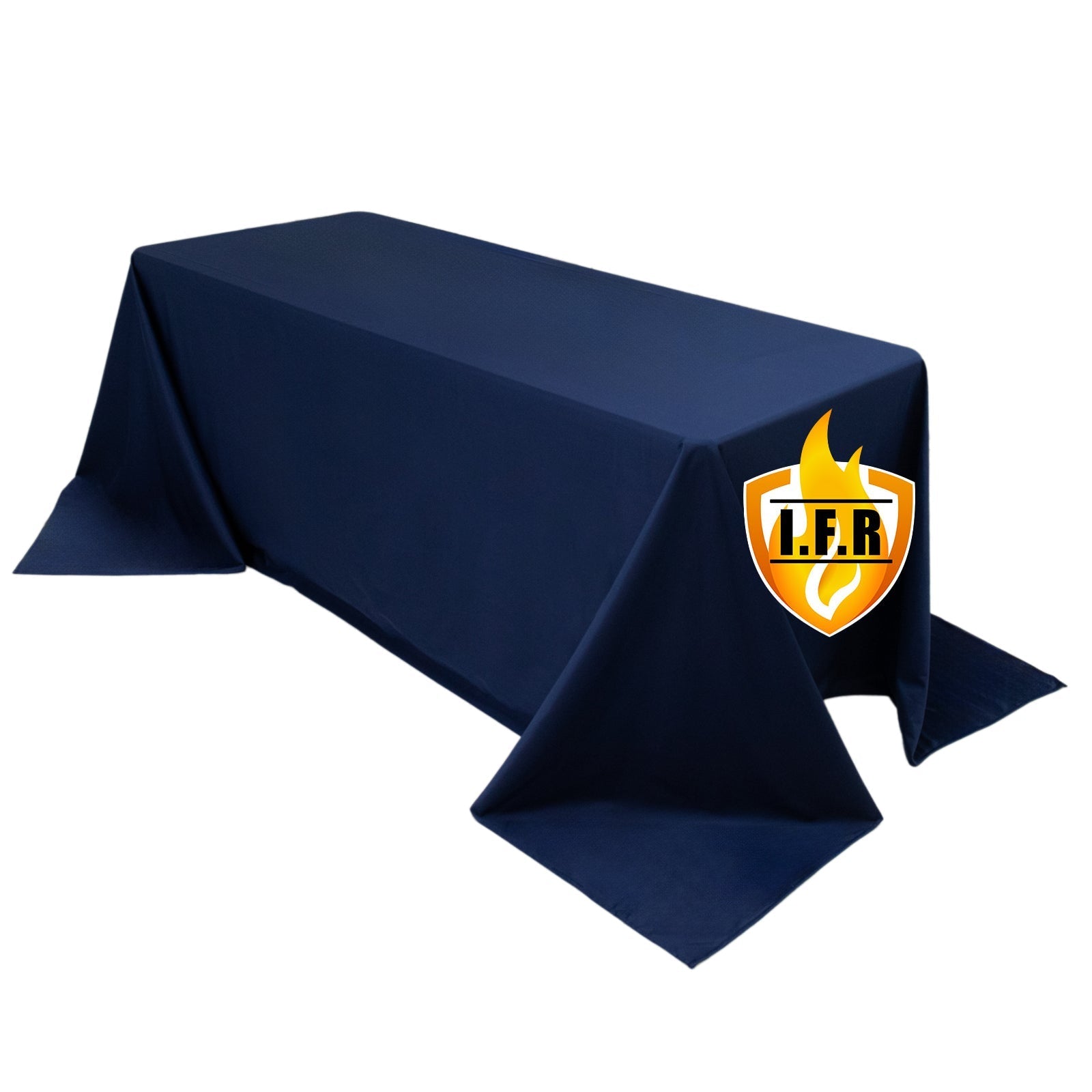 Fire Retardant Scuba Tablecloth â€“ 90"x132" Rectangle Navy Blue, Wrinkle Free, Stain Resistant, Seamless Polyester Cover - Bell Racket Store