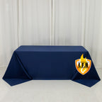 Fire Retardant Scuba Tablecloth â€“ 90"x132" Rectangle Navy Blue, Wrinkle Free, Stain Resistant, Seamless Polyester Cover - Bell Racket Store