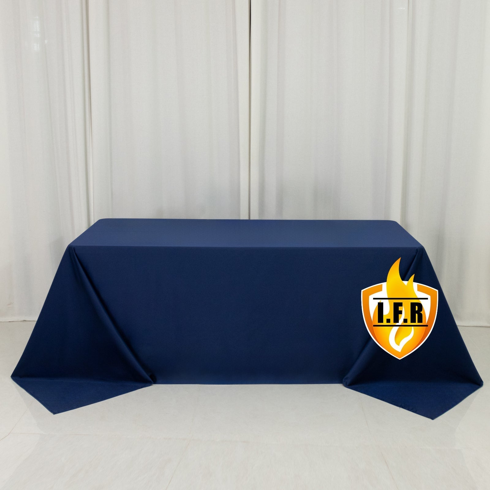 Fire Retardant Scuba Tablecloth â€“ 90"x132" Rectangle Navy Blue, Wrinkle Free, Stain Resistant, Seamless Polyester Cover - Bell Racket Store