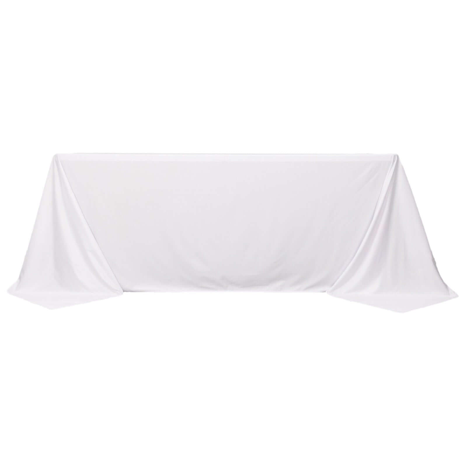Fire Retardant Scuba Tablecloth â€“ 90"x132" Rectangle White, Wrinkle Free, Stain Resistant, Seamless Polyester Cover - Bell Racket Store