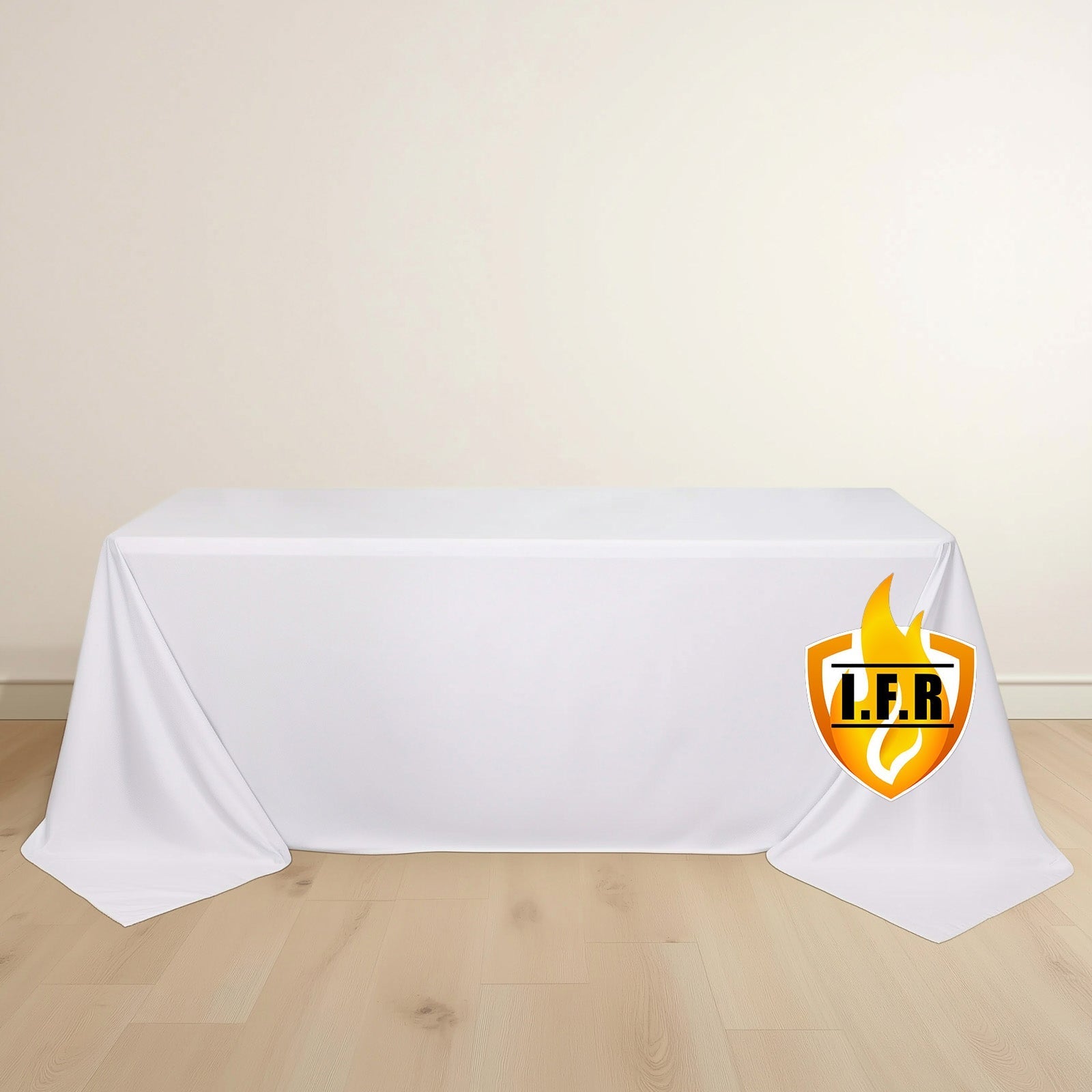 Fire Retardant Scuba Tablecloth â€“ 90"x132" Rectangle White, Wrinkle Free, Stain Resistant, Seamless Polyester Cover - Bell Racket Store