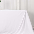Fire Retardant Scuba Tablecloth â€“ 90"x132" Rectangle White, Wrinkle Free, Stain Resistant, Seamless Polyester Cover - Bell Racket Store