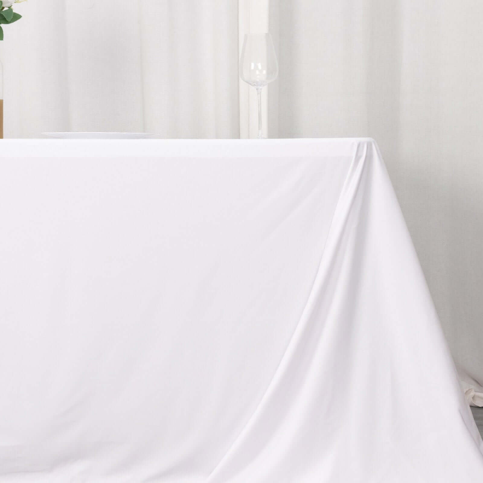 Fire Retardant Scuba Tablecloth â€“ 90"x132" Rectangle White, Wrinkle Free, Stain Resistant, Seamless Polyester Cover - Bell Racket Store
