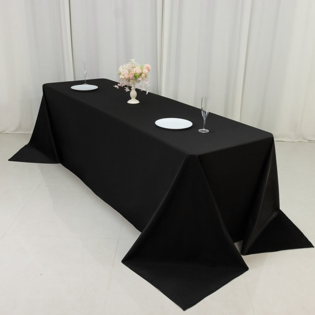 Fire Retardant Scuba Tablecloth â€“ 90"x156" Rectangle Black, Wrinkle Free, Stain Resistant, Seamless Polyester Cover - Bell Racket Store