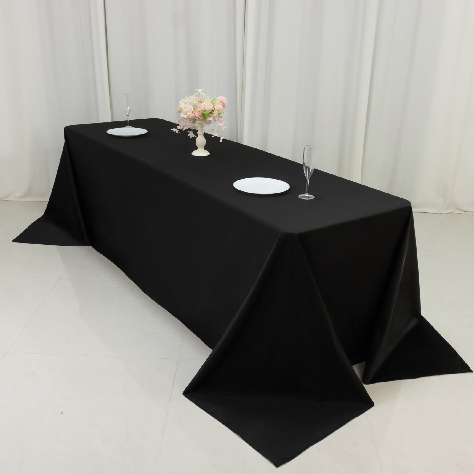 Fire Retardant Scuba Tablecloth â€“ 90"x156" Rectangle Black, Wrinkle Free, Stain Resistant, Seamless Polyester Cover - Bell Racket Store