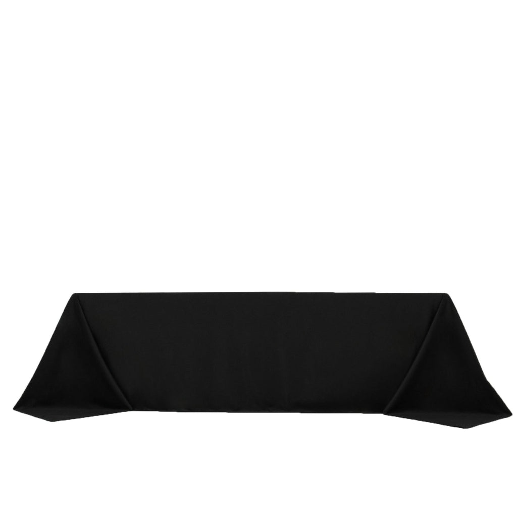 Fire Retardant Scuba Tablecloth â€“ 90"x156" Rectangle Black, Wrinkle Free, Stain Resistant, Seamless Polyester Cover - Bell Racket Store
