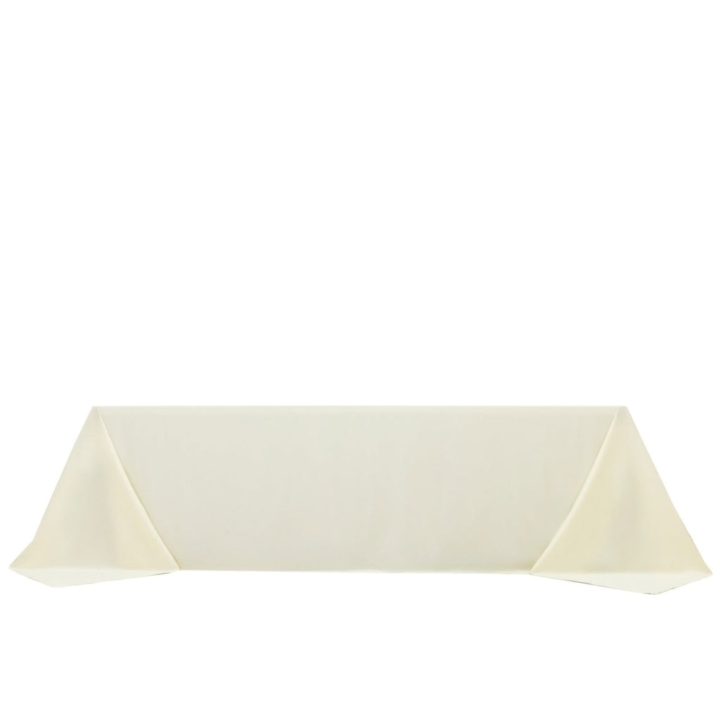 Fire Retardant Scuba Tablecloth â€“ 90"x156" Rectangle Ivory, Wrinkle Free, Stain Resistant, Seamless Polyester Cover - Bell Racket Store