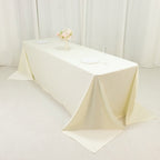 Fire Retardant Scuba Tablecloth â€“ 90"x156" Rectangle Ivory, Wrinkle Free, Stain Resistant, Seamless Polyester Cover - Bell Racket Store