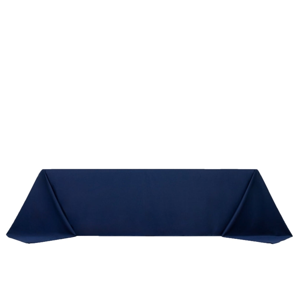 Fire Retardant Scuba Tablecloth â€“ 90"x156" Rectangle Navy Blue, Wrinkle Free, Stain Resistant, Seamless Polyester Cover - Bell Racket Store