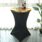 Spandex Cocktail Table Top Cover Fitted Metallic Gold - Stretchy & Wrinkle Free Topper for Weddings & Events