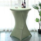 Spandex 30" Round Cocktail Table Cover Sage Green - Easy to Maintain Stretch Fitted Highboy Tablecloth