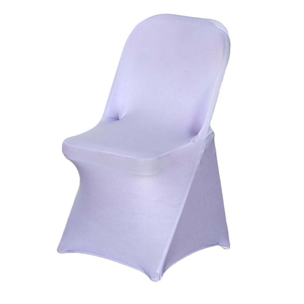 Stretch Spandex Chair Cover Lavender Lilac for Folding Chairs - Reusable & Wrinkle-Resistant 160GSM Fitted Slipcover