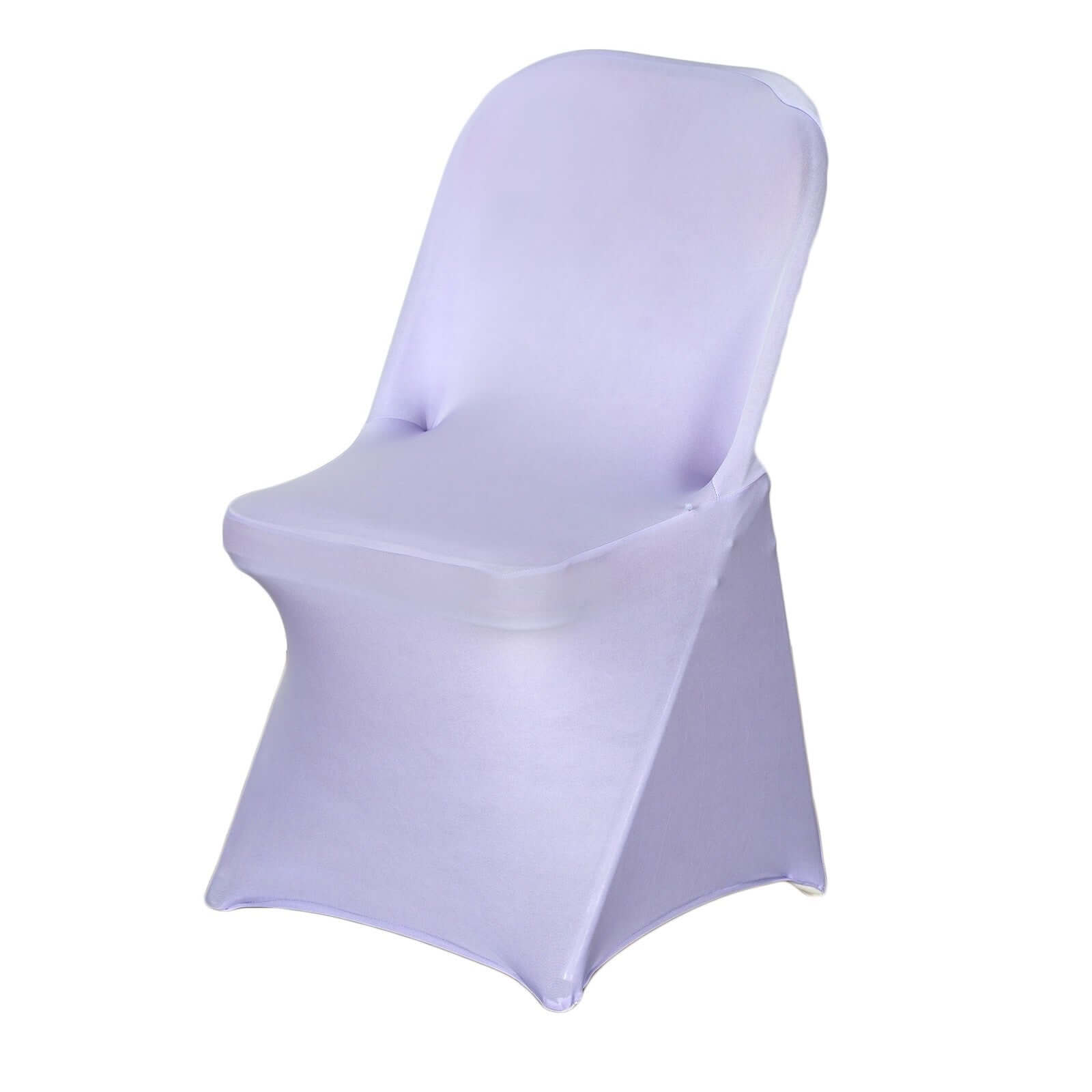 Stretch Spandex Chair Cover Lavender Lilac for Folding Chairs - Reusable & Wrinkle-Resistant 160GSM Fitted Slipcover