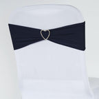 5 Pack Stretch Spandex Chair Sashes Navy Blue - Fitted Finish Two Ply Heavy Duty Chair Bands 5"x12"