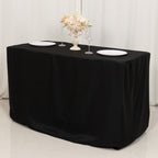 Fitted Polyester 48"x24"x30" Rectangle Tablecloth Black - Durable and Sleek for Events - Bell Racket Store