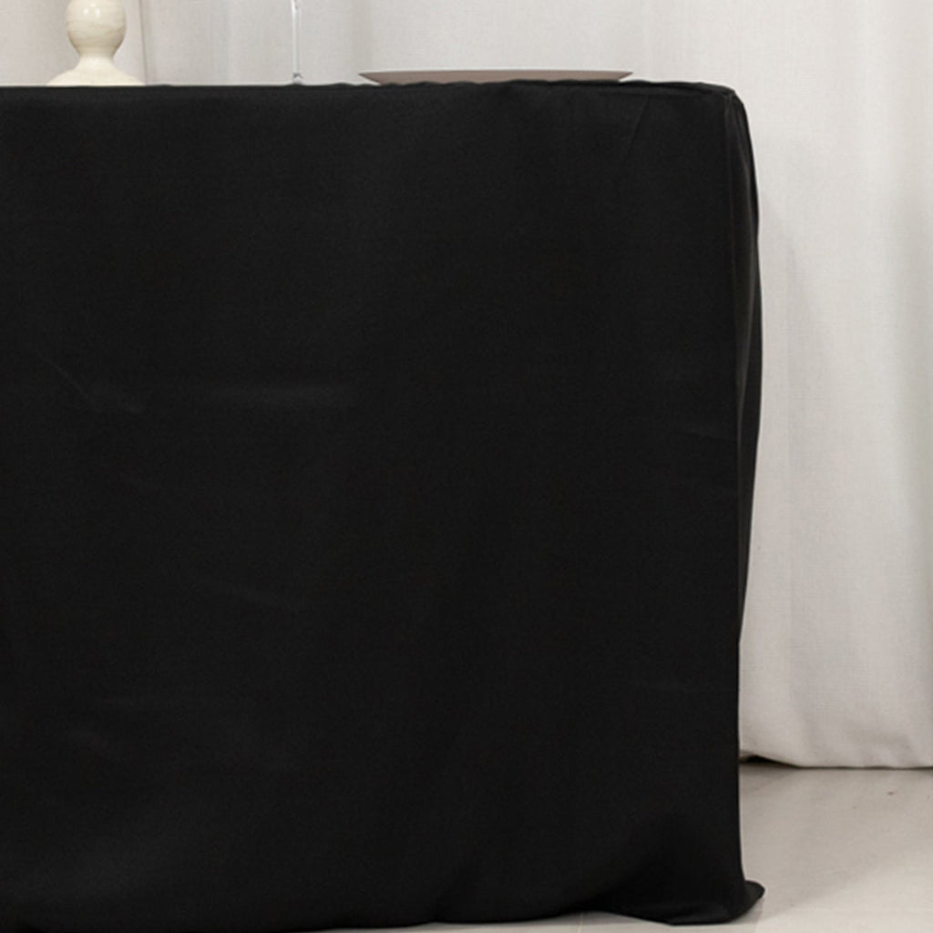 Fitted Polyester 48"x24"x30" Rectangle Tablecloth Black - Durable and Sleek for Events - Bell Racket Store