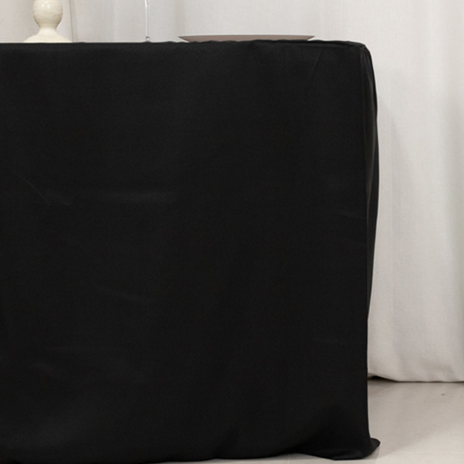 Fitted Polyester 48"x24"x30" Rectangle Tablecloth Black - Durable and Sleek for Events - Bell Racket Store