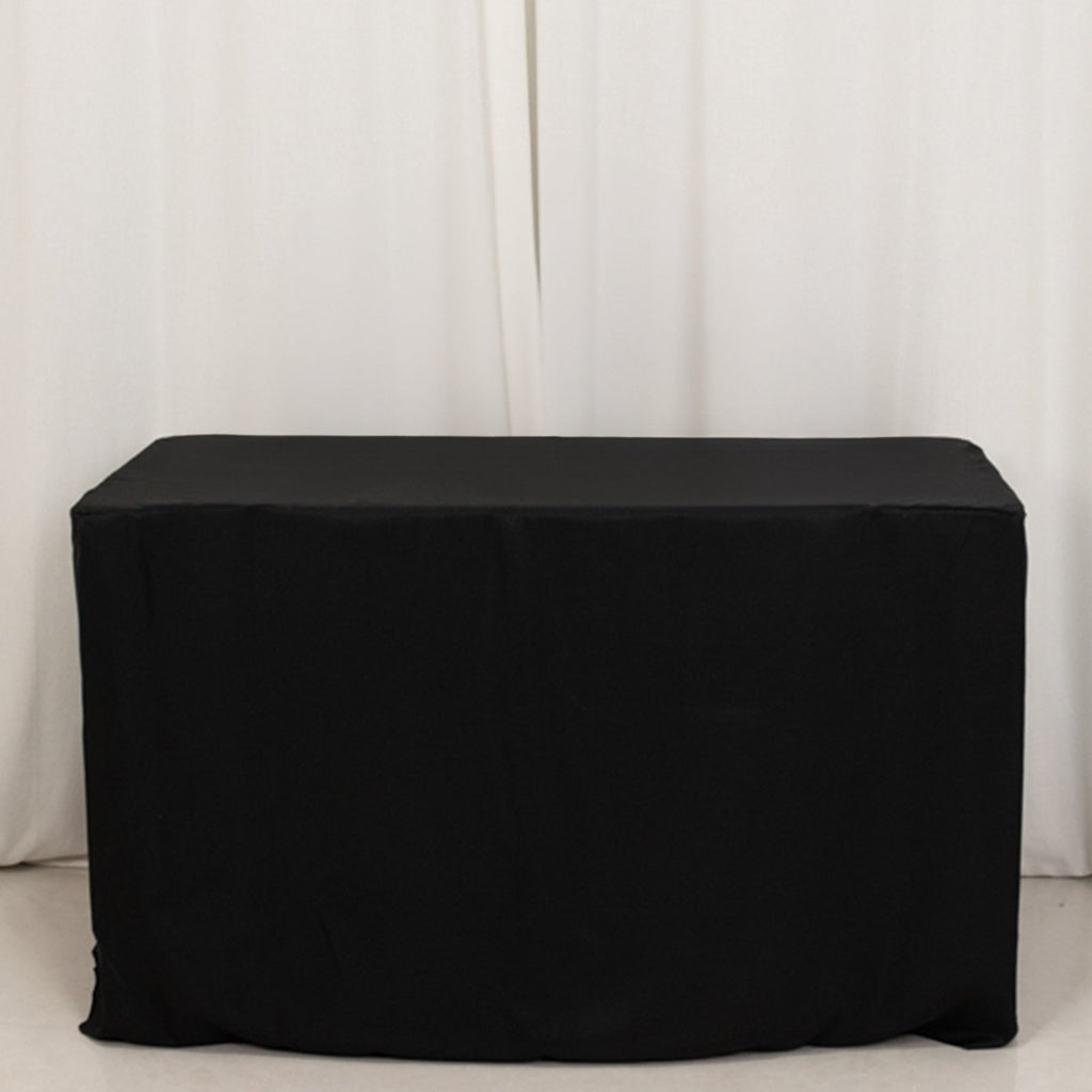 Fitted Polyester 48"x24"x30" Rectangle Tablecloth Black - Durable and Sleek for Events - Bell Racket Store