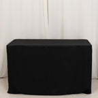 Fitted Polyester 48"x24"x30" Rectangle Tablecloth Black - Durable and Sleek for Events - Bell Racket Store