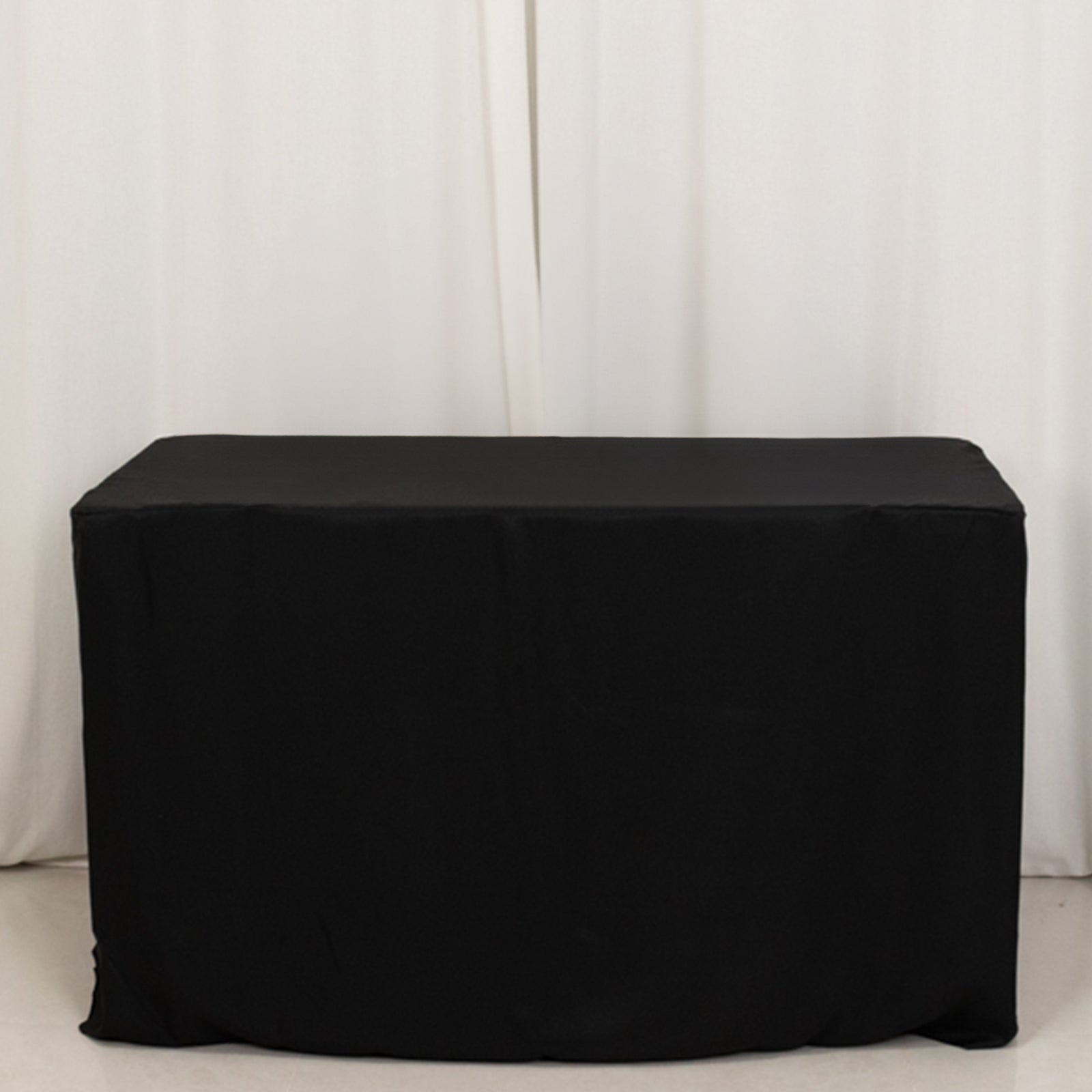 Fitted Polyester 48"x24"x30" Rectangle Tablecloth Black - Durable and Sleek for Events - Bell Racket Store