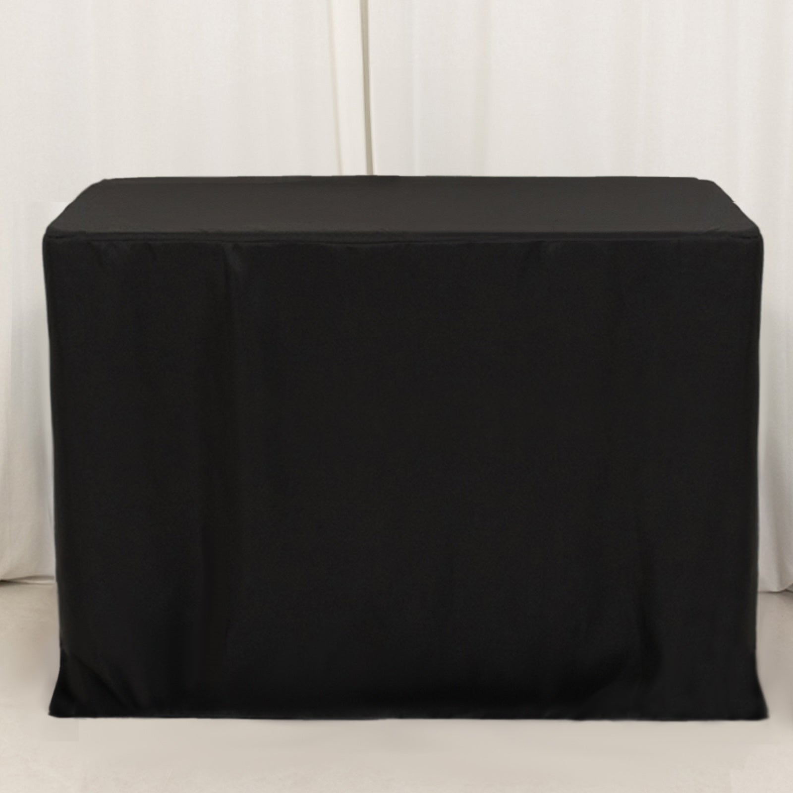 Fitted Polyester 48"x24"x42" Rectangle Tablecloth Black - Snug Fit for Elevated Tables - Bell Racket Store