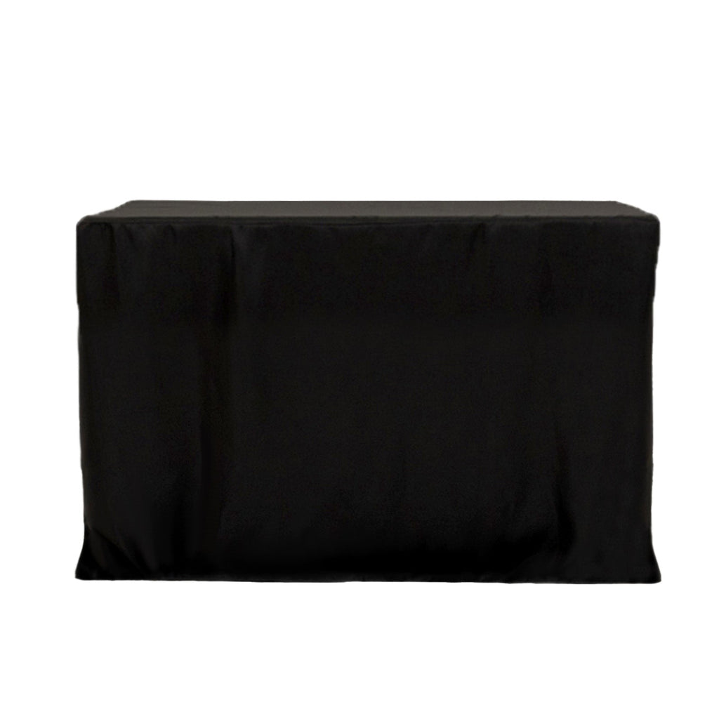 Fitted Polyester 48"x24"x42" Rectangle Tablecloth Black - Snug Fit for Elevated Tables - Bell Racket Store