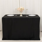 Fitted Polyester 48"x24"x42" Rectangle Tablecloth Black - Snug Fit for Elevated Tables - Bell Racket Store